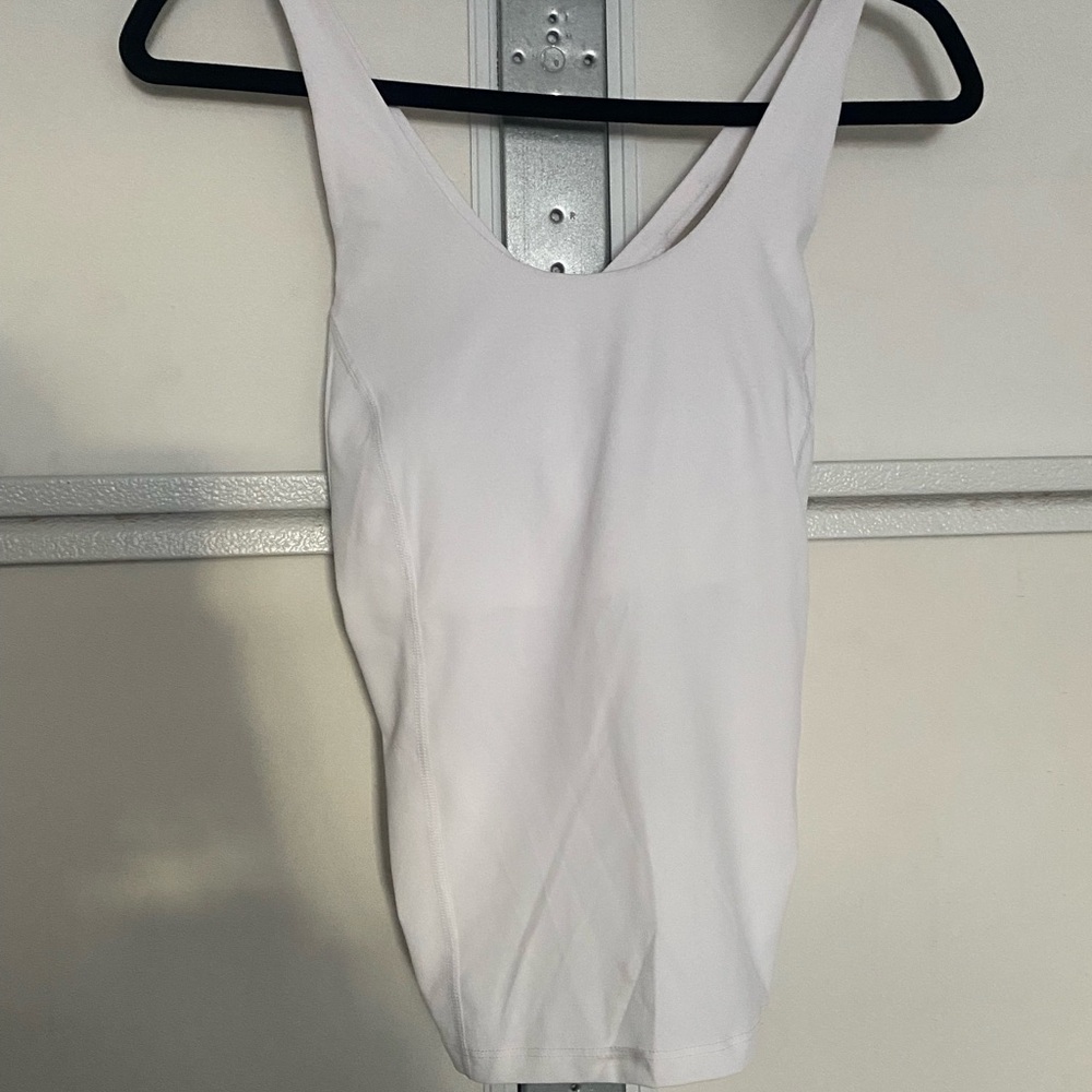 White Workout Tank, Criss cross strap design with removable padding